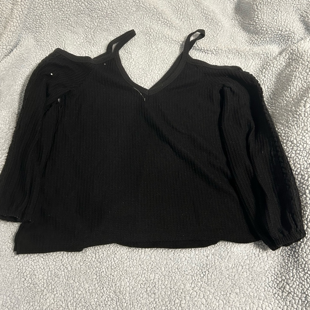 Black Cold Shoulder Top